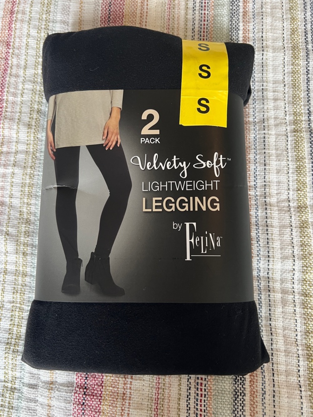 Felina Black Velvety Soft Lightweight Leggings - 2 Pack
